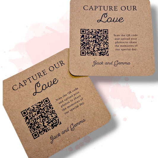 Wedding QR Code Photo Sharing Cards: Personalised Engagement Announcement, Anniversary - Capture our love