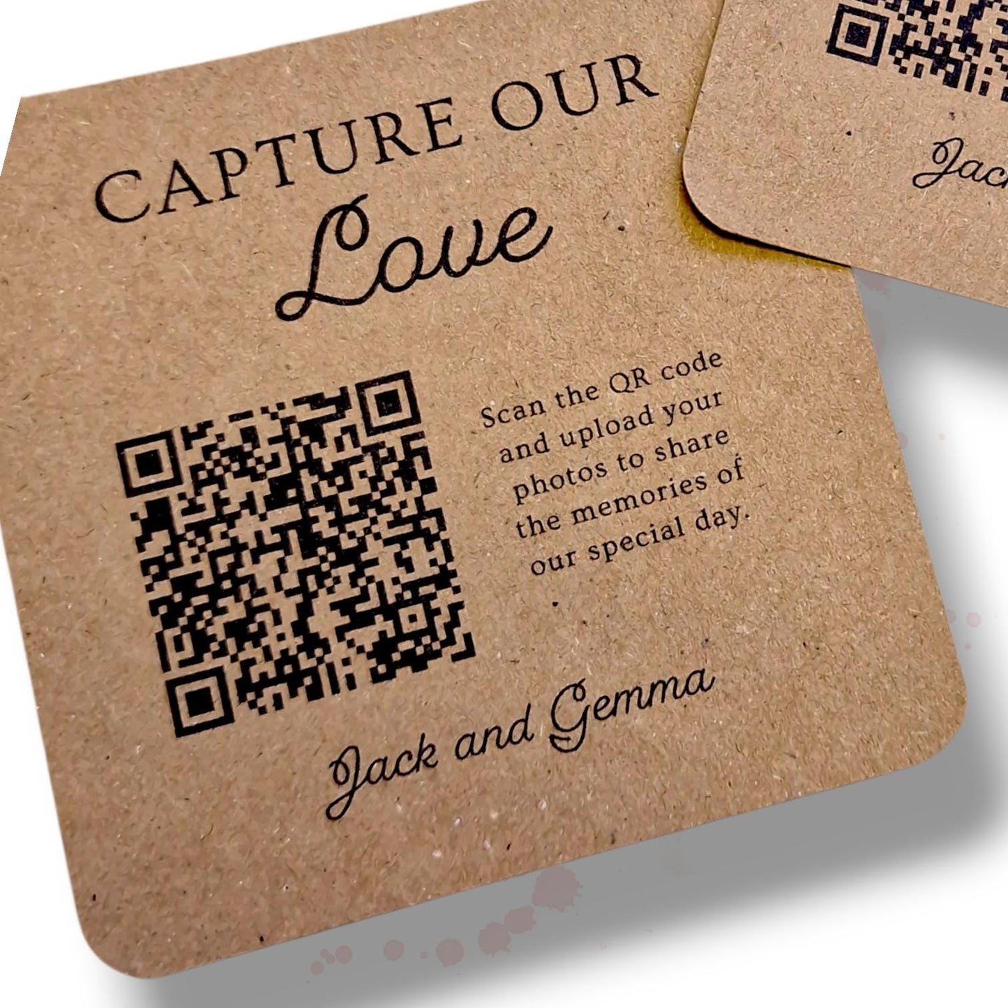 Wedding QR Code Photo Sharing Cards: Personalised Engagement Announcement, Anniversary - Capture our love