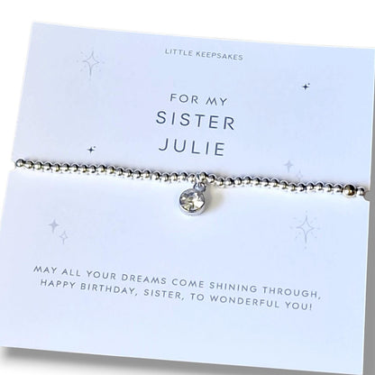 Silver Plated Sister Bracelet | Sister Gift | Big Sister Little Sister Jewelry | Birthday Gift for Sister | Adjustable Charm Bracelet