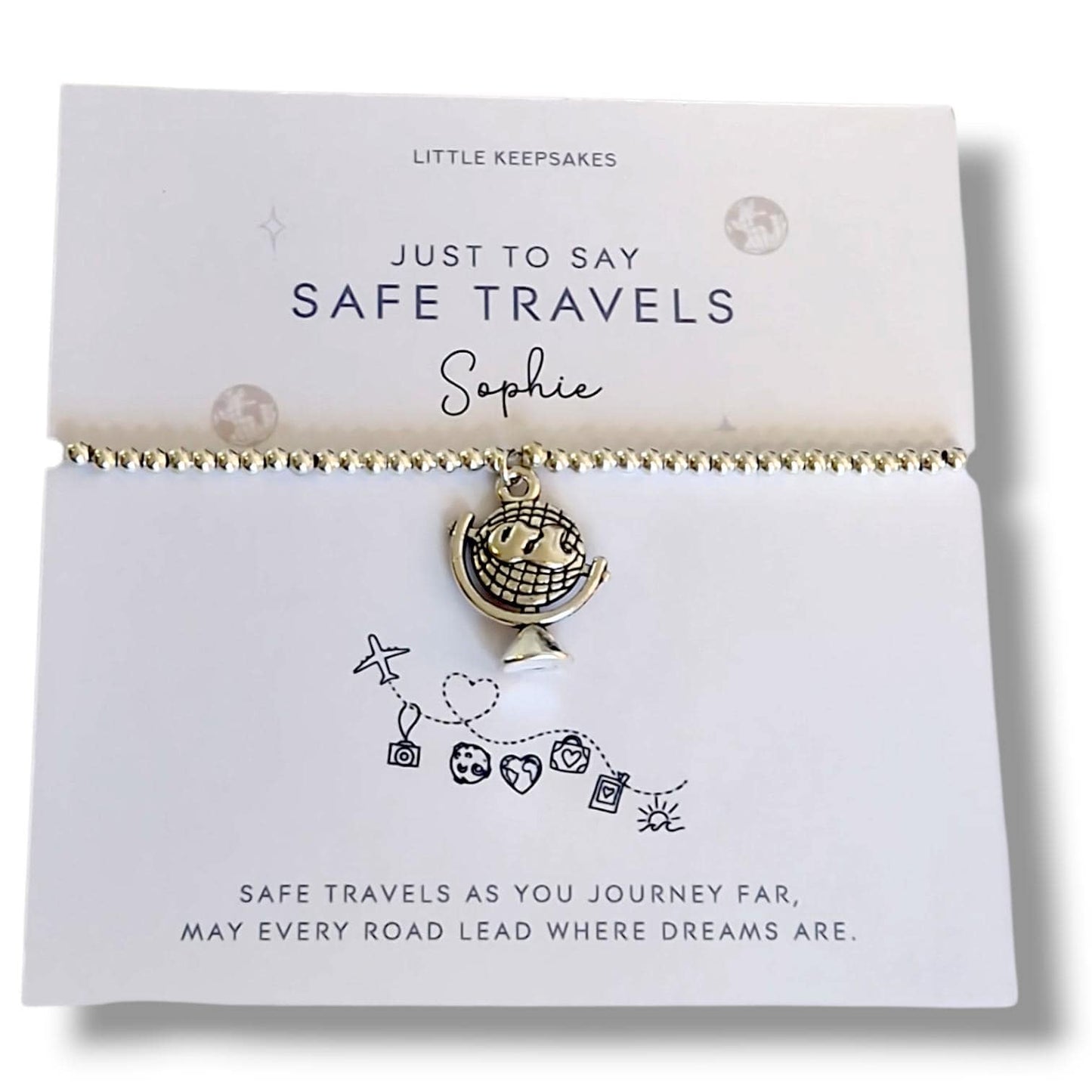 Safe Travels Bracelet, Globe Charm Wish Bracelet, Bon Voyage Gift, Travel Gift for Friend, Gap Year Gift, Adventure Bracelet UK