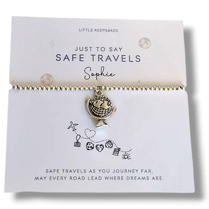 Safe Travels Bracelet, Globe Charm Wish Bracelet, Bon Voyage Gift, Travel Gift for Friend, Gap Year Gift, Adventure Bracelet UK