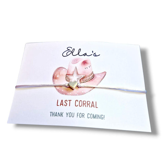 Last Rodeo, Corral Cowgirl Hen Party Wish Bracelet: Western Bridal Shower Favour - Pink Hoedown