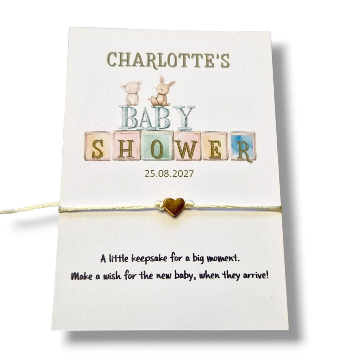 Baby Shower Wish Bracelet, Baby Shower Favour, Mum To Be Gift, Baby Shower Guest Gift, Pregnancy Gift, Wish Bracelet, Baby Keepsake