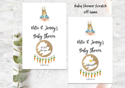 Rabbit Baby Shower Scratch Off Game | Personalised Baby Shower Game , Rabbit Baby Shower Activity |  Scratch Cards