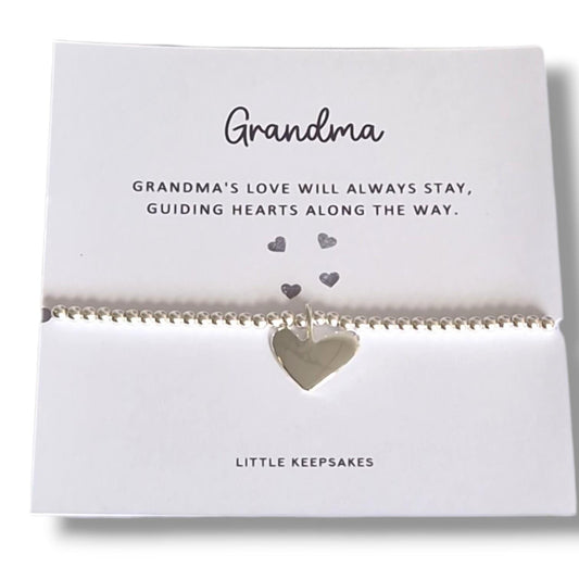 Grandma Silver Bracelet with Heart Charm | Grandma Gift | Nan Bracelet | Nanny Jewellery | Birthday Gift for Grandma |