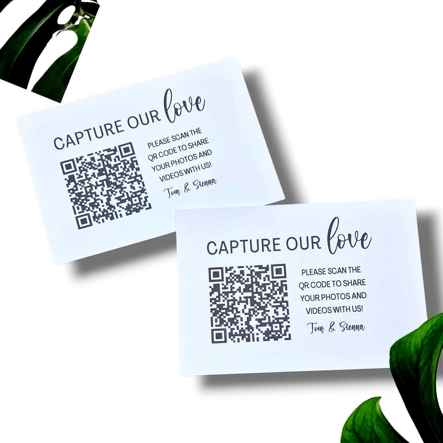 Wedding QR Code Photo Sharing Cards: Personalised Engagement Announcement, Anniversary, Birthday (7x10 cm A7 Size) - Capture our love