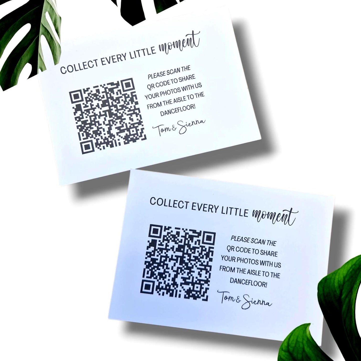 Wedding QR Code Photo Sharing Cards: Personalised Engagement Announcement, Anniversary, (7x10 cm A7 Size) - Capture every little moment