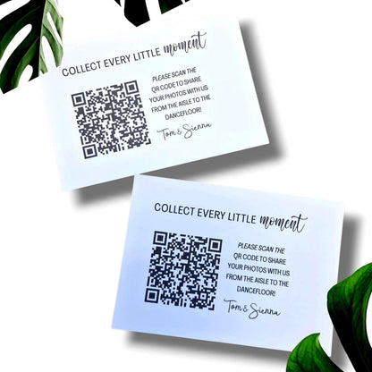 Wedding QR Code Photo Sharing Cards: Personalised Engagement Announcement, Anniversary, (7x10 cm A7 Size) - Capture every little moment