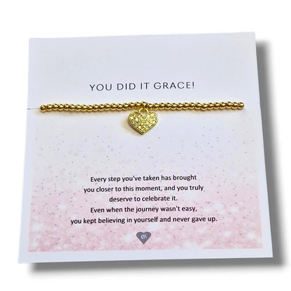 You Did It Exam Success - GCSE - A levels Silver Plated Graduation Bracelet: Motivational Keepsake