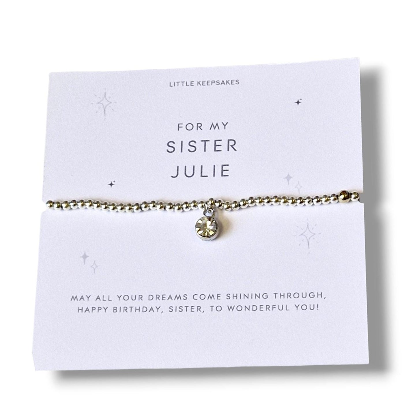 Silver Plated Sister Bracelet | Sister Gift | Big Sister Little Sister Jewelry | Birthday Gift for Sister | Adjustable Charm Bracelet