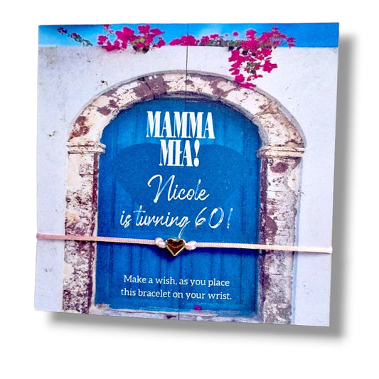 Mamma Mia Birthday Wish Bracelet, Personalised ABBA Party Favour, Dancing Queen Birthday Gift,  Keepsake, 70s Disco Birthday