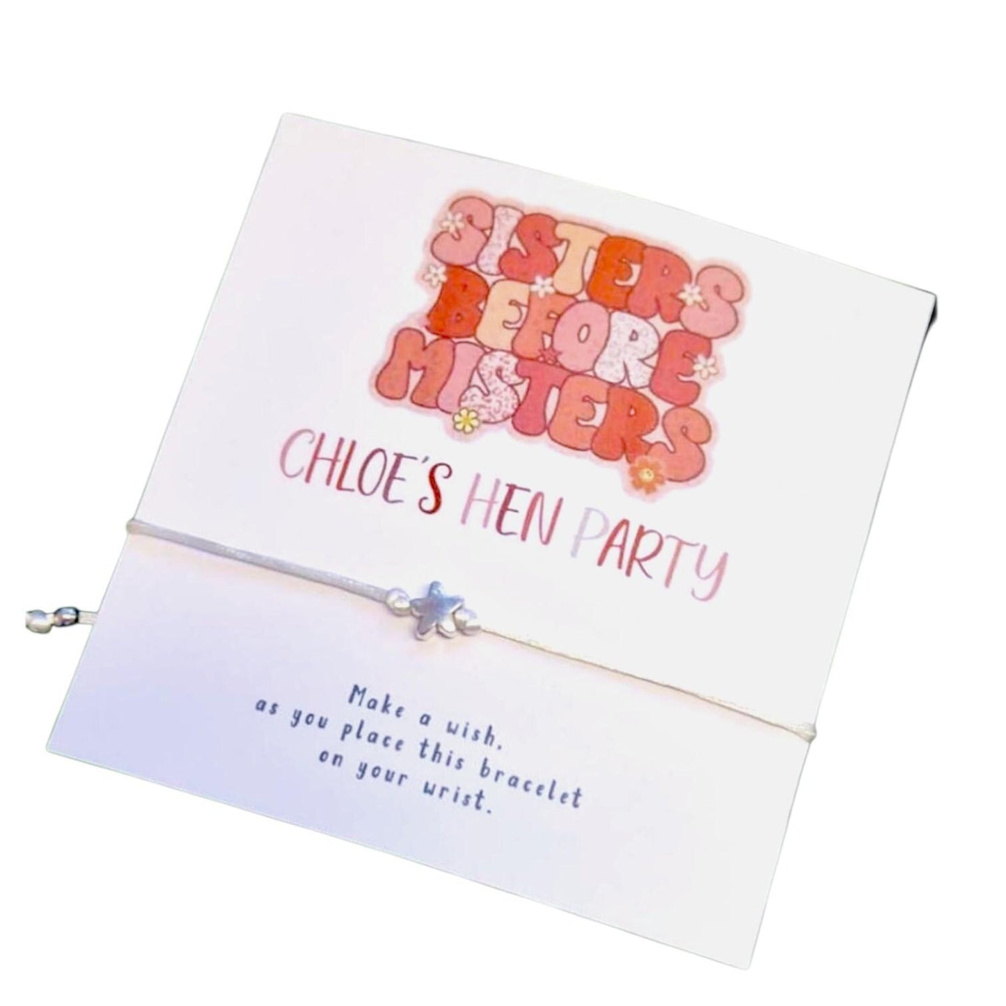 Sisters before Misters Hen Party I Team Bride I Bride Squad IWish Bracelets I Personalised I Goodie Bag Filler I Hen Weekend I Hen Do I sb4