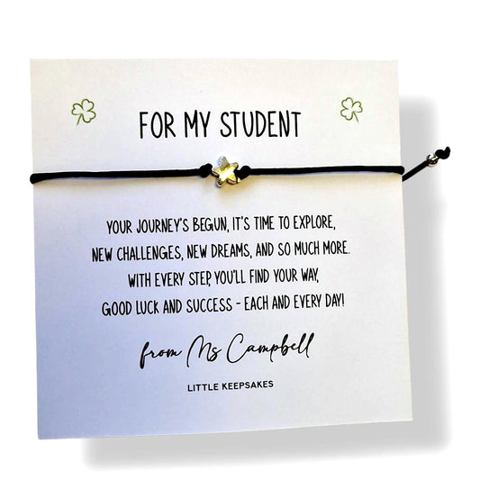 Wish from Teacher to Student Bracelet, Success,  Student Gift, Exam Good Luck Gift, Graduation,Wish Bracelet Class of 2026 - Bulk