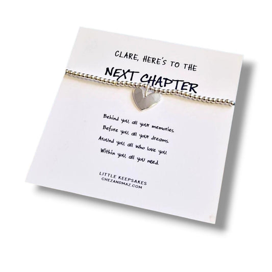 Next Chapter, New Beginnings Charm Bracelet: Silver Plated, Inspirational Gift. Personalised