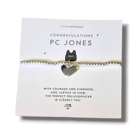 Police Officer - Police Constable-Congratulations, Personalised I Passing out I Graduation Bracelet -Silver plated charm bracelet heart