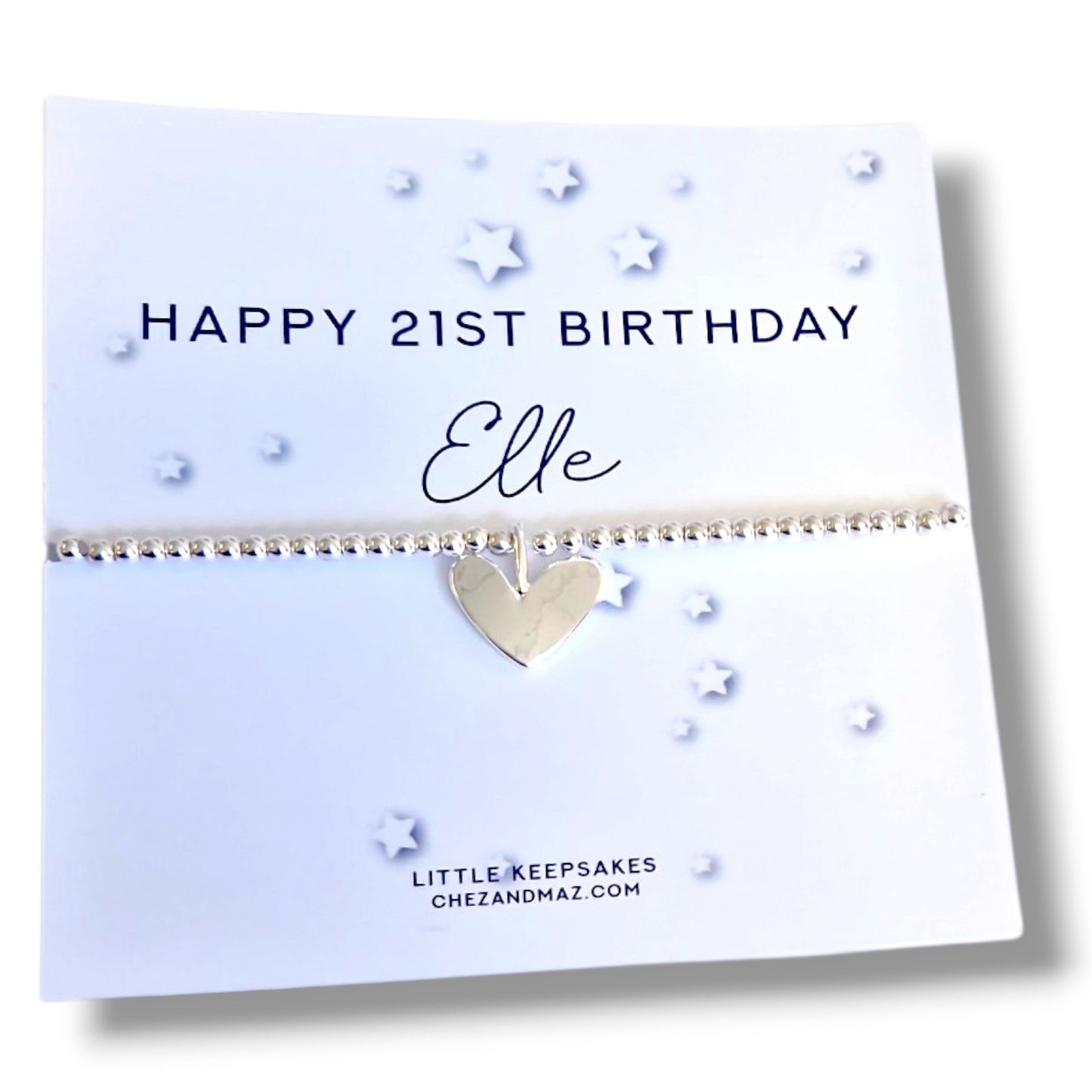 Personalised 21st Birthday Charm Bracelet: Silver Heart Keepsake, 21, twenty one, 21st gift