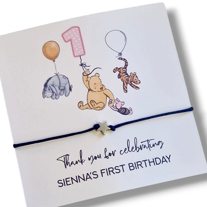 Winnie the Pooh Wish Bracelet: Personalised Birthday Party Favor