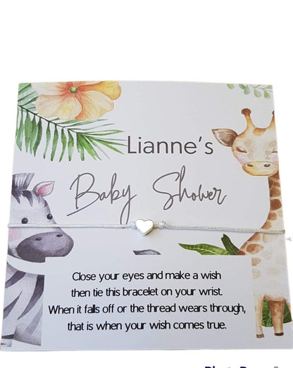Zoo Animals- Personalised Baby Shower Wish Bracelet, Mummy to Be, Charm String Bracelet, Personalised Gift - Zebra