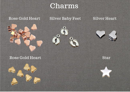 Elegant Heart - Personalised Baby Shower Wish Bracelet, Mummy to Be, Charm String Bracelet, Personalised Gift - BF6